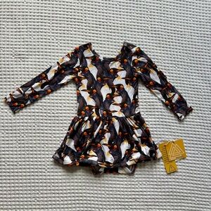 NWT Muse Threads Penguin Bamboo Long Sleeve Twirl Dress Bodysuit 18-24M